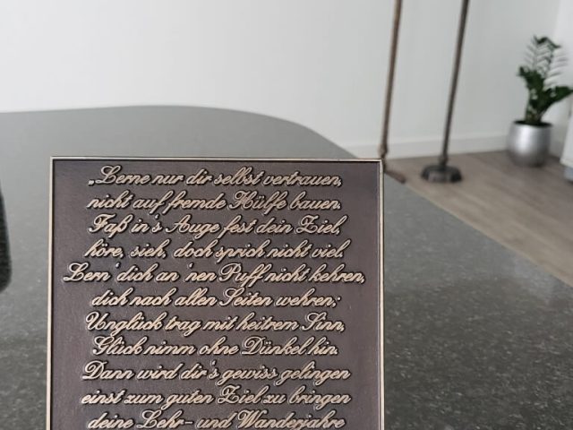 Bronzetafel mit Gedicht als Geschenk Bronzetafel mit Gedicht als Geschenk